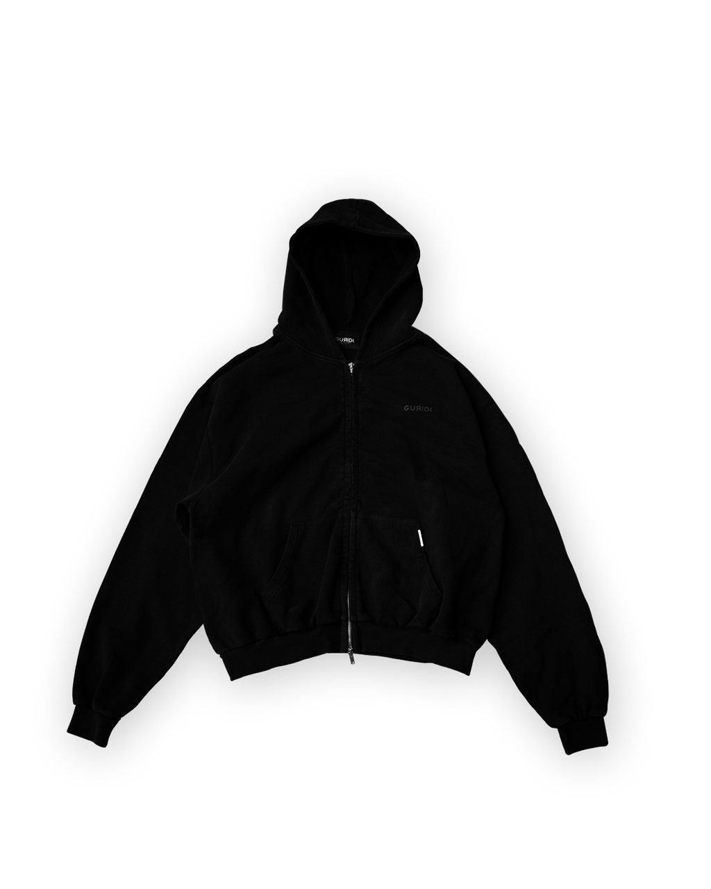 TRIPLE BLACK ESSENTIAL ZIPPED HOODIE - Guridi