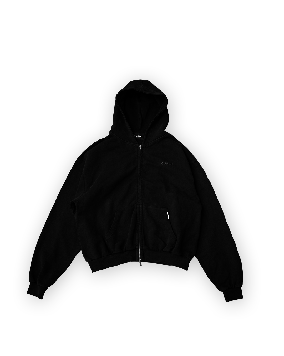 TRIPLE BLACK ESSENTIAL ZIPPED HOODIE - Guridi