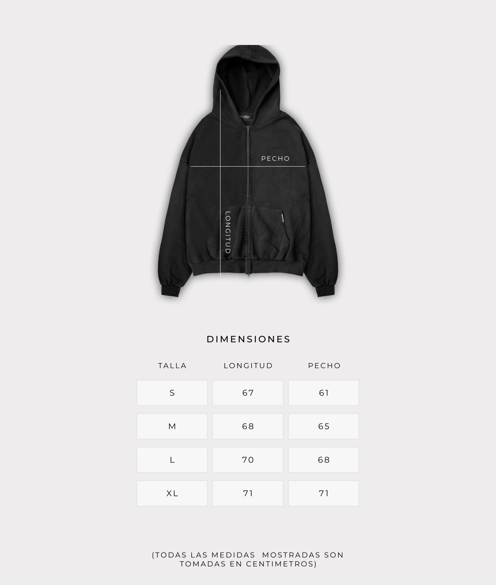 VINTAGE ESSENTIAL ZIPPED HOODIE - Guridi